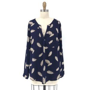 Pixley Stitch Fix | Ivy Feather Print Navy Blouse